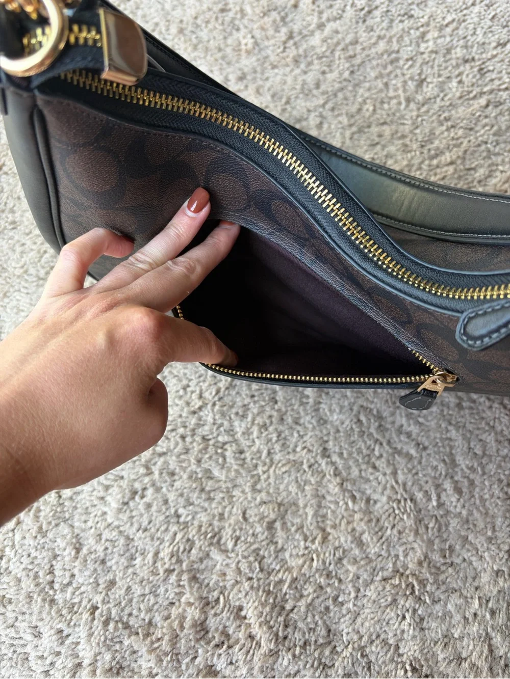 Coach Teri Hobo Bag in Signature Canvas | Gold Brown Black | Style Number CK161
